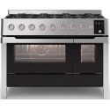 Aragaz ILVE Panoramagic PM12 122x70cm, 8 arzatoare , cuptor dublu, aprindere electronica, siguranta Stop Gaz, inox
