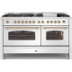 Aragaz ILVE Nostalgie P15N,150x70cm, 7 arzatoare + Fry Top, cuptor dublu,aprindere electronica, siguranta stop gaz, alb