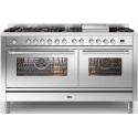 Aragaz ILVE Professional Plus P15W, 150x60cm, 7 arzatoare+placa Fry Top, cuptor dublu, aprindere electronica, siguranta gaz,inox