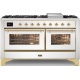 Aragaz ILVE Majestic M15N,150x70cm, 5 arzatoare+Coupe de Feu+Fry Top, cuptor dublu, aprindere electronica, siguranta gaz, alb