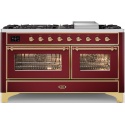 Aragaz ILVE Majestic M15N, 150x70cm,7 arzatoare+placa Fry Top, cuptor dublu,aprindere electronica,siguranta Stop Gaz, rosu
