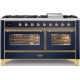Aragaz ILVE Majestic M15N, 150x70cm,7 arzatoare+placa Fry Top, cuptor dublu,aprindere electronica,siguranta Stop Gaz, albastru