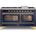 Aragaz ILVE Majestic M15N, 150x70cm,7 arzatoare+placa Fry Top, cuptor dublu,aprindere electronica,siguranta Stop Gaz, albastru