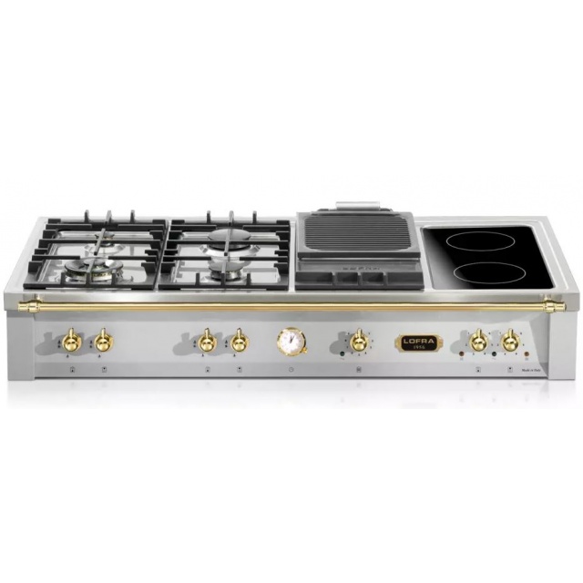 Plita incorporabila Range Top Lofra Dolcevita, 4 arzatoare+2 zone inductie+1 Barbeque, aprindere electrica, siguranta gaz, inox