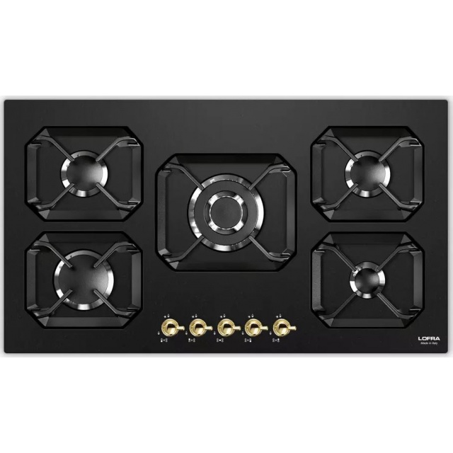 Plita incorporabila Lofra Dolcevita HRNM7A0, 75 cm, plita gaz, 5 arzatoare,sistem siguranta Stop-Gaz, negru mat