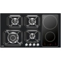Plita incorporabila Lofra Nettuno HLNM9G2I, 90 cm, plita gaz+inductie, 6 arzatoare,sistem siguranta Stop-Gaz, negru