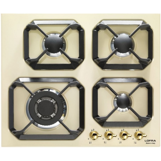 Plita incorporabila Lofra Dolcevita HRBI6G0, 60 cm, plita gaz, 4 arzatoare,sistem siguranta Stop-Gaz, crem