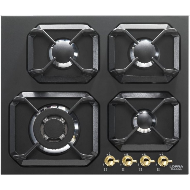 Plita incorporabila Lofra Dolcevita HRNM6G0, 60 cm, plita gaz, 4 arzatoare,sistem siguranta Stop-Gaz, negru mat