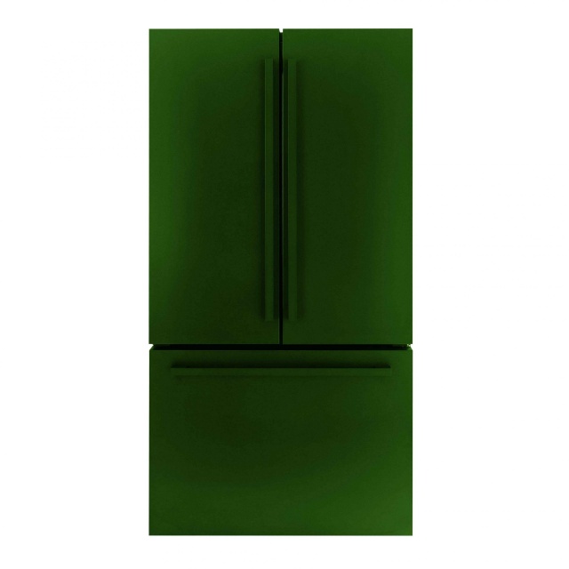 Combina frigorifica cu trei usi IO-MABE, culoare verde mat, maner design verde