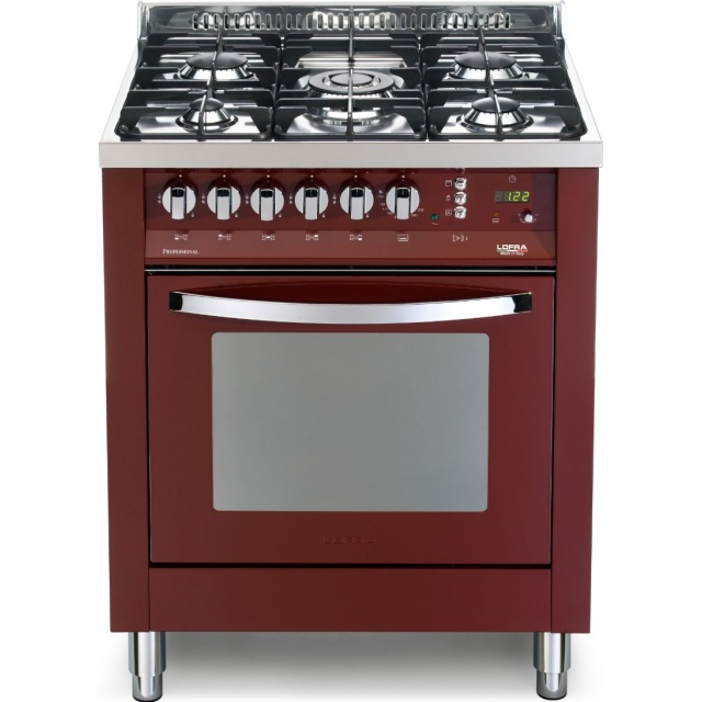 Aragaz Lofra Rainbow PR76GVT/CI, gaz, 70x60cm, 5 arzatoare, grill electric, timer, aprindere electronica, rosu