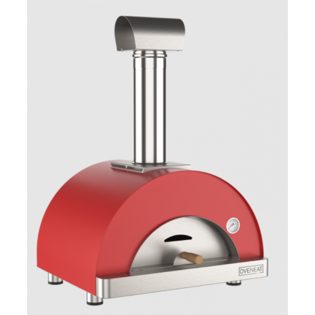 Cuptor de pizza pe lemne OVENEAT, capacitate 1 pizza, culoare rosu