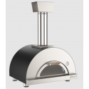 Cuptor de pizza pe lemne cu ușă de sticlă rabatabilă OVENEAT, capacitate 1 pizza, culoare gri carbune