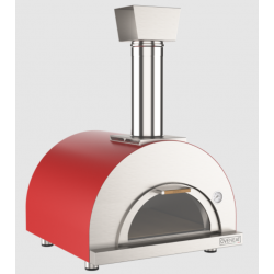 Cuptor de pizza pe lemne cu ușă de sticlă rabatabilă OVENEAT, capacitate 2 pizza, culoare rosu