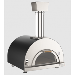 Cuptor de pizza pe gaz cu ușă de sticlă rabatabilă OVENEAT, capacitate 2 pizza, culoare gri carbune