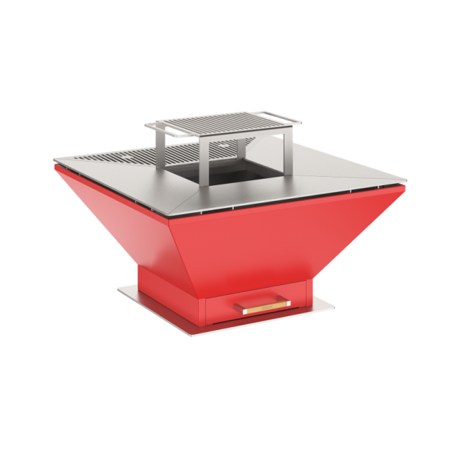 Gratar pe lemne BBQ - PLANCHA, OVENEAT, greutate 80 kg, culoare rosu