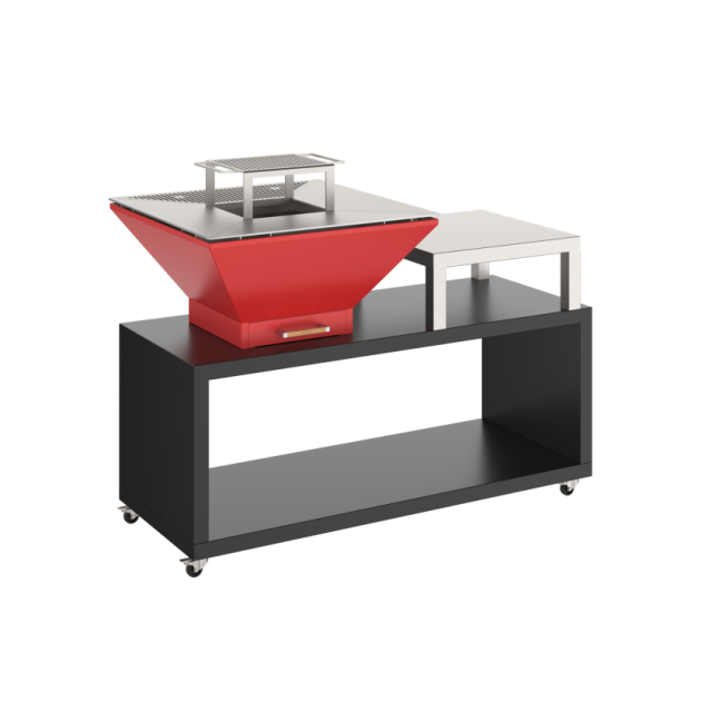 Gratar pe lemne BBQ COMBO, OVENEAT, greutate 123 kg, culoare rosu