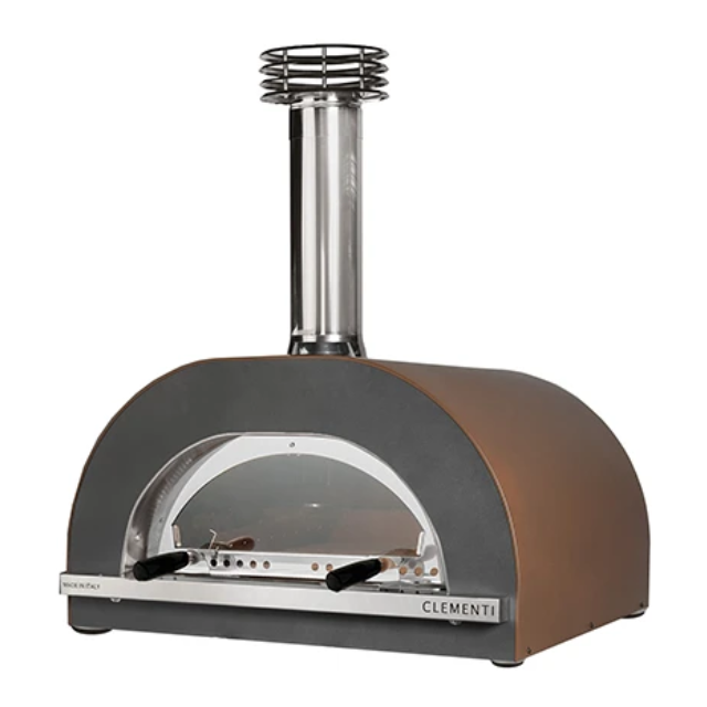 Cuptor pentru pizza pe lemne CLEMENTI GOLD, dimensiuni camera de coacere 100×80cm, culoare aramiu