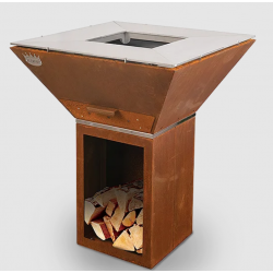 Gratar vertical pe lemne CLEMENTI Colorado, circumferinta zonei de gatit 80x80 cm, culoare corten