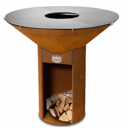 Gratar vertical pe lemne CLEMENTI Icon, circumferinta zonei de gatit 100x100 cm, culoare corten