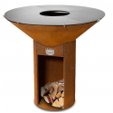 Gratar vertical pe lemne CLEMENTI Icon, circumferinta zonei de gatit 100x100 cm, culoare corten