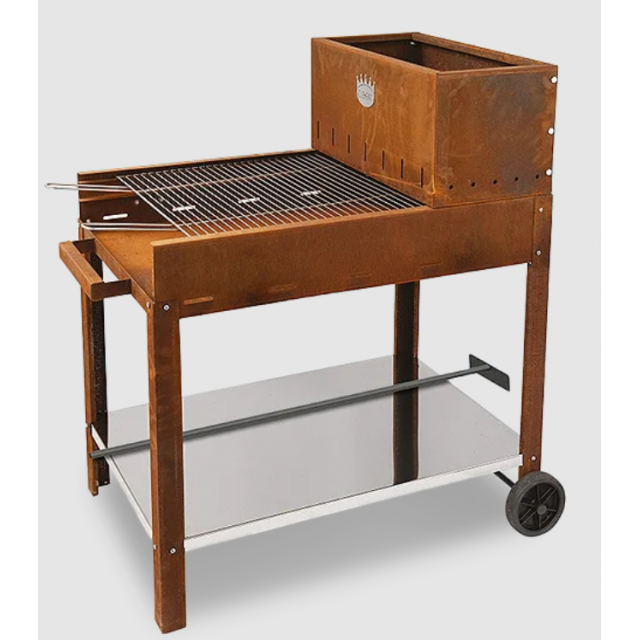 Gratar pe lemne CLEMENTI Super Flipper, dimensiuni grila de gatit 60x53 cm , culoare corten