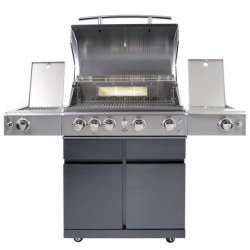 Gratar pe gaz cu carucior ALLGRILL ALLROUNDER CHEF L Steakzone, material pentru grila de gatit otel inoxidabil, negru