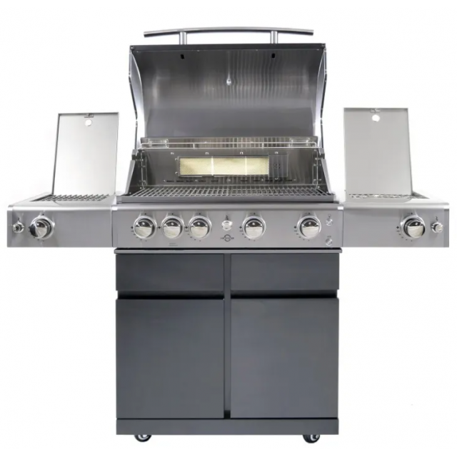 Gratar pe gaz cu carucior ALLGRILL ALLROUNDER CHEF L Steakzone, material pentru grila de gatit otel inoxidabil, negru