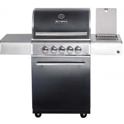 Gratar pe gaz cu carucior ALLGRILL ALLROUNDER CHEF M, material pentru grila de gatit otel inoxidabil, negru