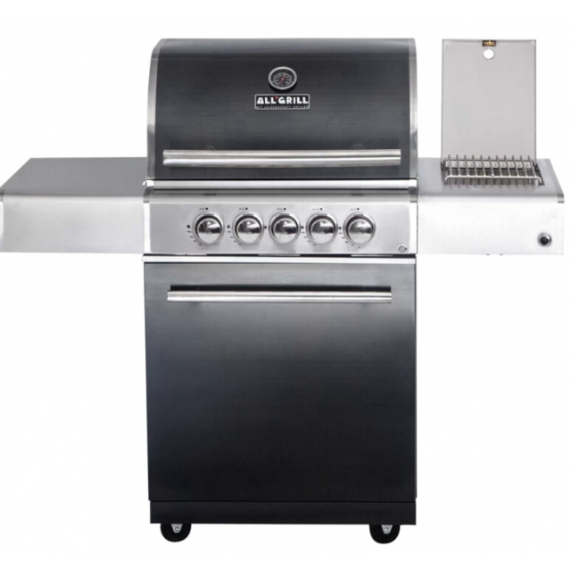 Gratar pe gaz cu carucior ALLGRILL ALLROUNDER CHEF M, material pentru grila de gatit otel inoxidabil, negru
