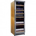 Vitrina de vinuri Nevada Wood NW136D-SSW, 136 sticle, doua zone, lemn artar/otel inoxidabil