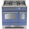 Aragaz Lofra Dolcevita RLVD96MFTE/CI, 90x60cm, gaz, 5 arzatoare, grill, rotisor, timer, cuptor dublu, albastru