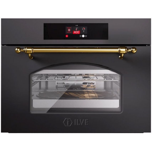 Cuptor electric incorporabil ILVE Nostalgie 645SNZT4, 60x45 cm, 37l, 16 functii gatire, convectie, pizza, negru mat