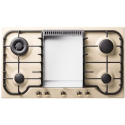 Plita incorporabila ILVE Nostalgie HCB90FN, 90 cm, 4 arzatoare+Fry Top, aprindere electronica, siguranta Stop-Gaz, alb
