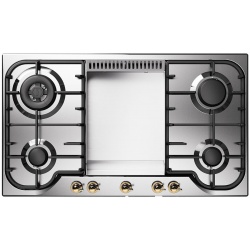 Plita incorporabila ILVE Nostalgie HCB90FN, 90 cm, 4 arzatoare+Fry Top, aprindere electronica, siguranta Stop-Gaz, inox