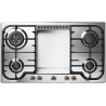 Plita incorporabila ILVE Nostalgie HCB90FN, 90 cm, 4 arzatoare+Fry Top, aprindere electronica, siguranta Stop-Gaz, inox