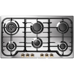 Plita incorporabila ILVE Nostalgie HCB906N, 90 cm, 6 arzatoare, aprindere electronica, siguranta Stop-Gaz, inox