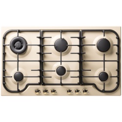 Plita incorporabila ILVE Nostalgie HCB906N, 90 cm, 6 arzatoare, aprindere electronica, siguranta Stop-Gaz, alb antic