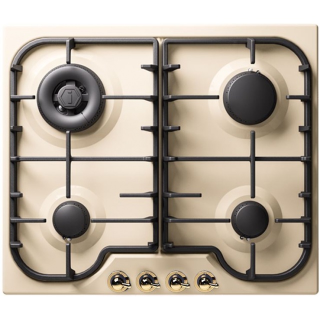 Aragaz Tecnogas P1X66M4VC, 60 cm, gaz, 4 arzatoare, grill, otel inoxidabil