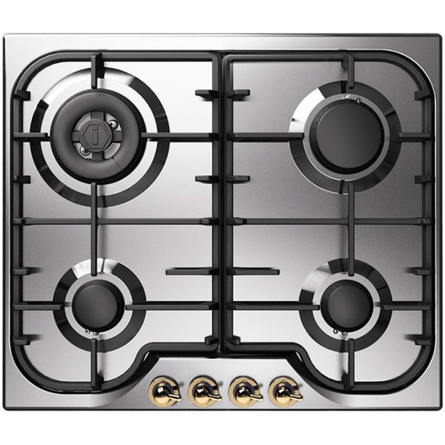 Plita incorporabila ILVE Nostalgie HCB60N, 60 cm, 4 arzatoare, aprindere electronica, siguranta Stop-Gaz, inox
