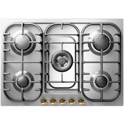Plita incorporabila ILVE Nostalgie HCB70S, 70 cm, 5 arzatoare, aprindere electronica, siguranta Stop-Gaz, inox