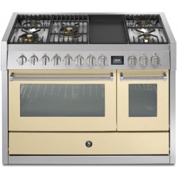Aragaz Steel Genesi G12FF, 120X66cm, 7 arzatoare, 2 cuptoare, timer, aprindere electronica, celeste