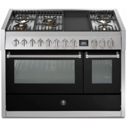 Aragaz Steel Genesi G12FF, 120X66cm, 7 arzatoare, 2 cuptoare, timer, aprindere electronica, crem