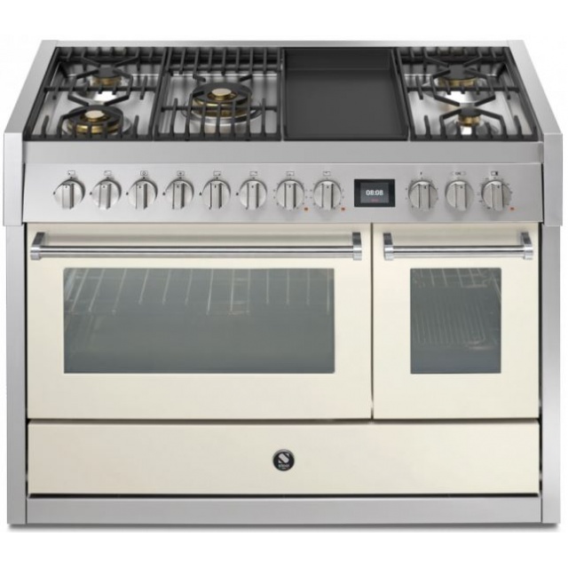 Aragaz Steel Genesi G12FF, 120X66cm, 7 arzatoare, 2 cuptoare, timer, aprindere electronica, negru