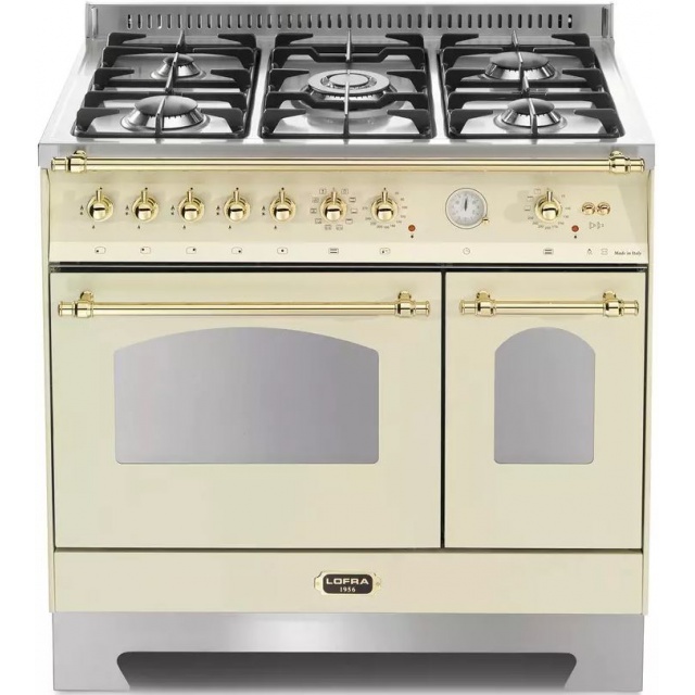 Aragaz Lofra Dolcevita RBID96MFTE/CI, 90x60cm, gaz, 5 arzatoare, grill, rotisor, timer, cuptor dublu, crem