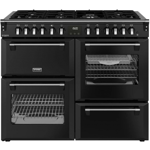 Aragaz STOVES 5052263114531 NEGRU 110 cm, cu plită rotativă de control cu 5 zone, cuptor și grătar convențional