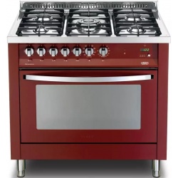 Aragaz Lofra Rainbow PRG96MFT/C, gaz, 90*60cm, 5 arzatoare, grill electric, timer, cuptor gaz, aprindere electronica, rosu
