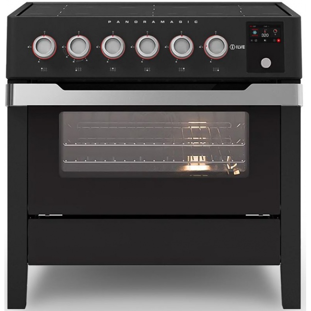Aragaz ILVE Panoramagic PM09, 91x70cm, 6 arzatoare , cuptor electric, aprindere electronica, siguranta Stop Gaz, inox