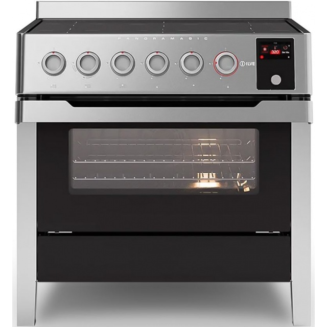 Aragaz ILVE Panoramagic PM09, 91x70cm, 6 arzatoare , cuptor electric, aprindere electronica, siguranta Stop Gaz, inox