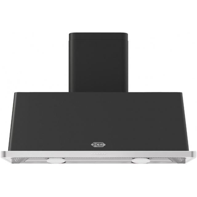 Hota decorativa Ilve Majestic AM120 ,120 cm, 1 motor, 4 viteze, 890 m3/h, clasa A, negru mat