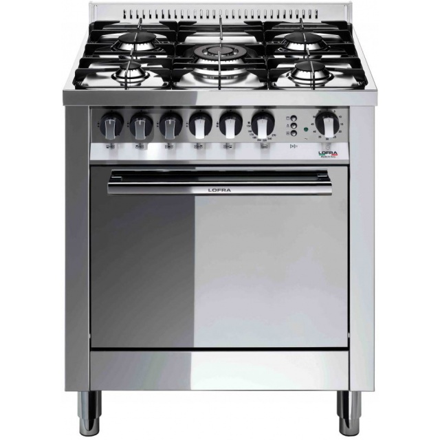 Aragaz Lofra Maxima M76GV/C, 70x60 cm, gaz, 5 arzatoare, grill electric, timer, aprindere electronica,cuptor pe gaz, inox